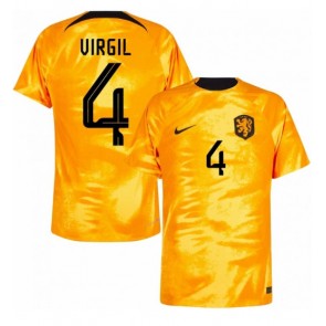 Holland Virgil van Dijk #4 Hjemmebanetrøje VM 2022 Kort ærmer